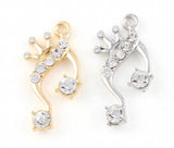 20PCS 15x30mm Rhinestones Crown Music Note Pendant Charms for Floating Locket