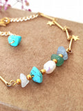 Gemini Stone Anklet Zodiac Sign Adjustable Chain