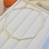 Baroque Irregularity 6-7mm Pearl Necklace 925 Sterling Silver Clasp