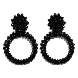 Glass Beads Statement Earrings Geometric Stud Earring