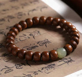 Natural Stone Hetian Jade Bracelet Wooden Bead Ornaments Men Jewelry