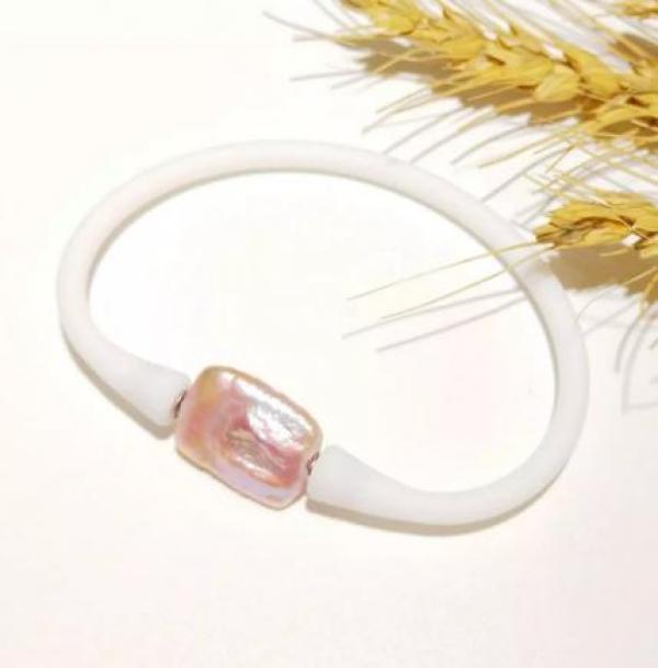 Pearl Jewelry Lavender Baroque Pearl Silicone Bracelet Water Proof