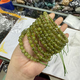6mm Peridot Round Stone Beads Bracelet for Women and Men