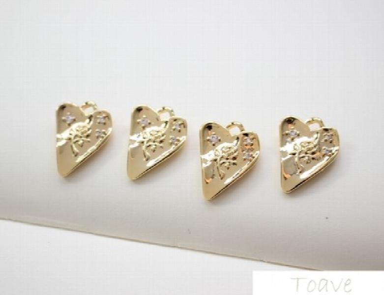 2pcs Zircon Crooked Heart Love Pendant DIY Earrings Accessories
