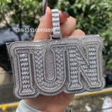 Baguette Zircon Letter Name Pendant HipHop Necklace Chain Rapper Jewelry