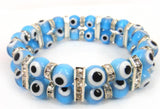 8mm Double Row Evil Eye Bracelet with Crystal Spacer