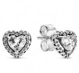 925 Silver Heart Stud Earrings For Women Wedding Party