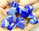 Striped Agate Quartz Crystal Tiger Eye Opal Heart Charm Pendant