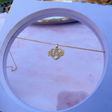 A-Z Initials Heart Plated Necklace Enamel Alphabet Pendant Flower Necklace