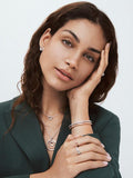 925 Silver I-D Pav? & Beaded Ring Necklace Set Women's DIY Bracelet