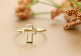 Cross Line Ring Silver Golden Jewelry - 12Pcs/Lot