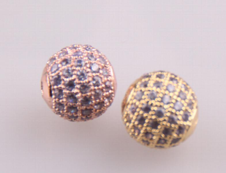 10mm DIY CZ Brass Micro Pave Spacer Beads