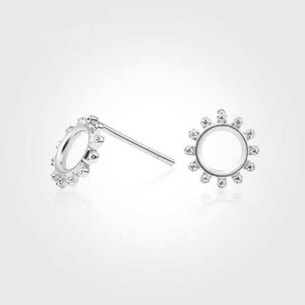 Classic 925 Sterling Silver Round Stud Earrings For Women Clear CZ