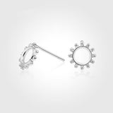 Classic 925 Sterling Silver Round Stud Earrings For Women Clear CZ