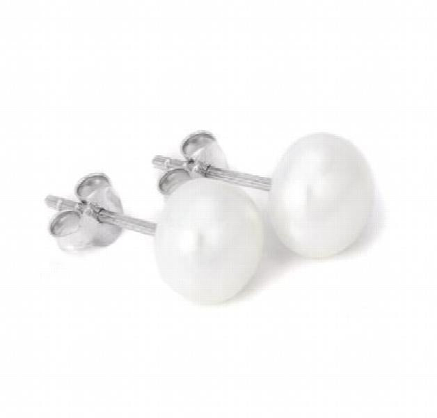 Gray Purple Pearl Stud Earrings S925 Sterling Silver Jewelry