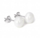 Gray Purple Pearl Stud Earrings S925 Sterling Silver Jewelry