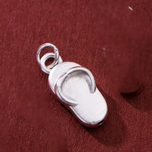 Sterling Silver 3D Flip Flops Pendant Charms for DIY Necklace