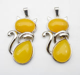10pcs Tiger Eye Stone Malachite Cat Pendant for Jewelry Making DIY