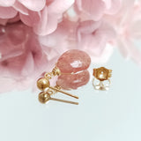 Strawberry Quartz Teardrop Stud Earrings for Daily Wear