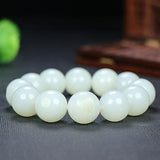 Zheru Hetian Jade Round Bead Bracelet