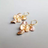 Purple Pink Baroque Keshi Pearl Earrings 925 Sterling Silver Hook