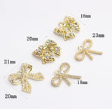 Zinc Alloy Inlaid Pearl Bow Charms 6pcs/lot for DIY Kids Jewelry Making
