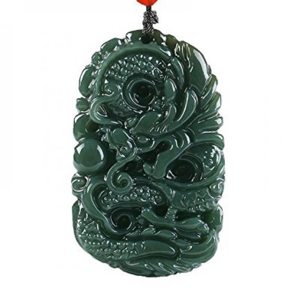 Hand-Carved Qing Jades Dragon Necklace Pendant