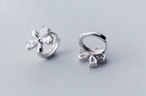 925 Silver Flower Hoop Huggie Earrings GTLE2649