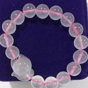 Pink Yellow Crystal Bracelet 12mm Beads Fox Hand String Lucky Gift Jewelry