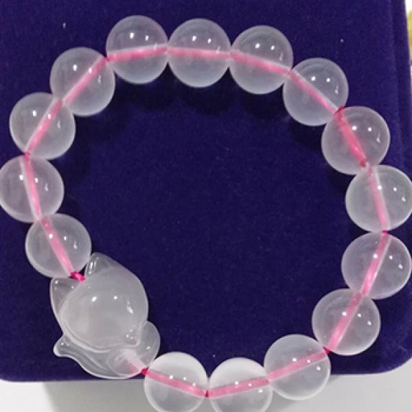 Pink Yellow Crystal Bracelet 12mm Beads Fox Hand String Lucky Gift Jewelry