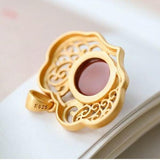 Flower Jade Turtleneck Sweater Ruyi Auspicious Necklace