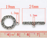 40 Sets Silver Pattern Toggle Clasps Findings (B11951), yiwu