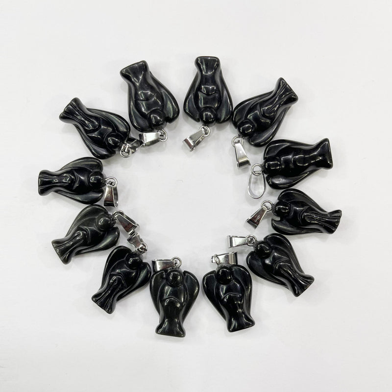 Stone Angel Wing Pendant for Jewelry Making, 12pc