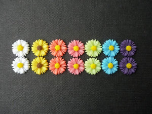 300pcs Resin Daisy Cabochons - Pastel & Bold Tropical Colors Mix - 8mm-26mm