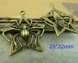 40 pcs Antique Bronze Star Spider Charm Pendant