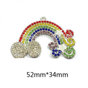 10pcs Enamel/Chunky Rhinestone Rainbow, Clound, Sun, Fire balloon, Tent Pendants