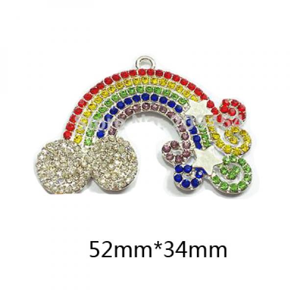 10pcs Enamel/Chunky Rhinestone Rainbow, Clound, Sun, Fire balloon, Tent Pendants