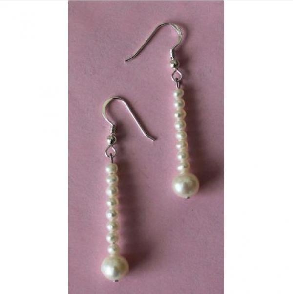 Freshwater Pearl Long Dangle Earrings 3-7mm S925 Sterling Silver Hook