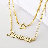 Personalized Double Layered Name Necklace Women Jewelry Stainless Steel