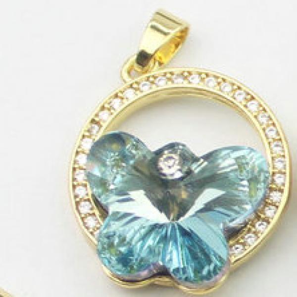 10pcs Butterfly CZ Glass Pendant, Faceted Colored Glass Jewelry