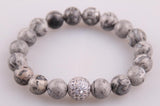 Zircon Pave Ball Gray Stone Bracelet