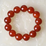 Zheru Jewelry Natural Agate Chalcedony Red Bead Bracelet