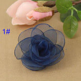 6.5cm Voile Flowers Fabric Flowers For Hair Ornaments 10 pcs/lot