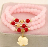 Ethnic Elephant Pendant Red Beads Bracelet Women Accessories Wholesale