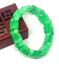 Green Jade Gemstone Stretch Bracelet, Elegant Jewelry