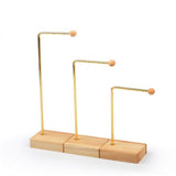 Earring Holder Display Stand, Wrought Iron Solid Wood Stud Storage