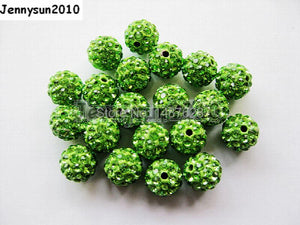10mm Peridot Czech Crystal Rhinestones Pave Clay Round Spacer Beads
