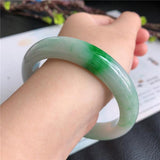 Zheru Natural Green Two-Tone Jade 54-64mm Bracelet for Mother and Girlfriend