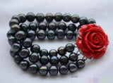 3 Row Freshwater Pearl Bracelet 8-9mm Round