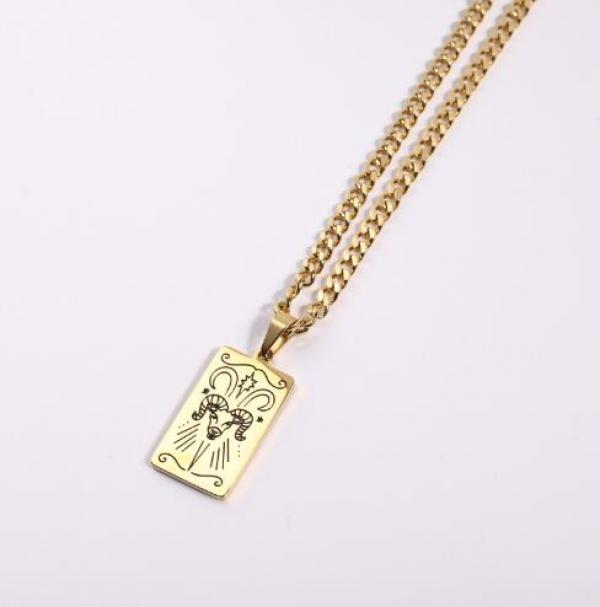 Vintage Totem Twelve Constellation Sweater Chain Necklace Pendant Jewelry